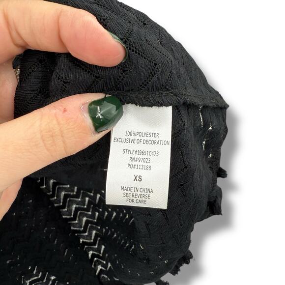 NEW Miken Black Cover Up Dress Size XS Chevron Swim Tassel Boho Beach - Picture 7 of 7